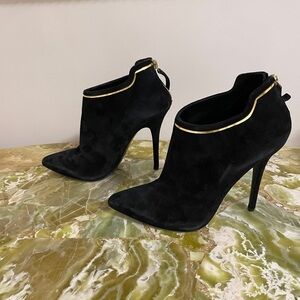 Giuseppe Zanotti Black Heeled Boots with Gold Accent